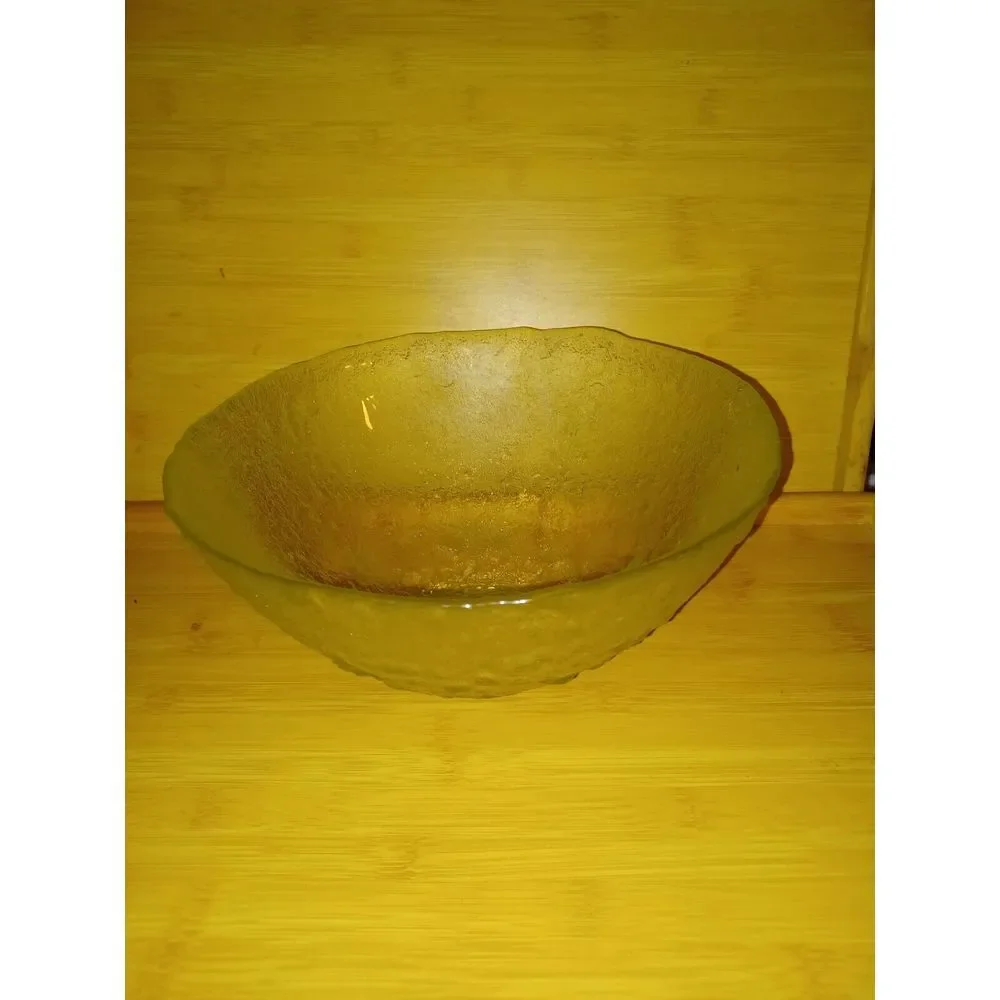 Vintage Crystal Glacier Ice‎ drip textured Round deep Serving bowl heavy clear